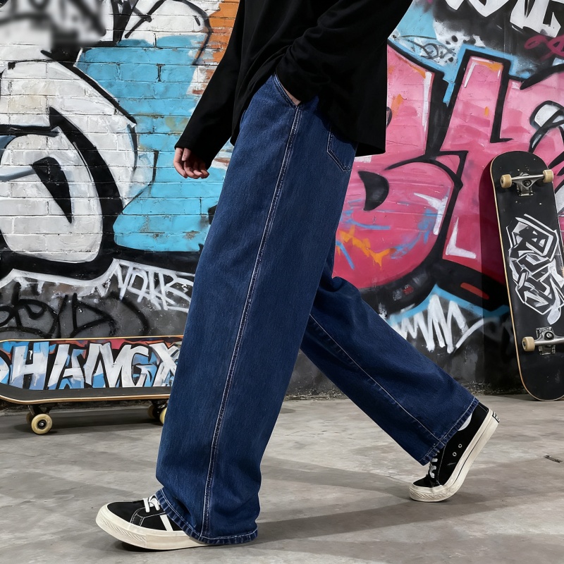 Streetwear Brand Clothing - Celana Jeans Longgar Streetwear Pria Gaya